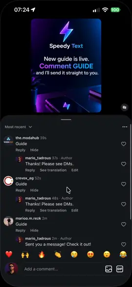 Every comment on a post answered automatically